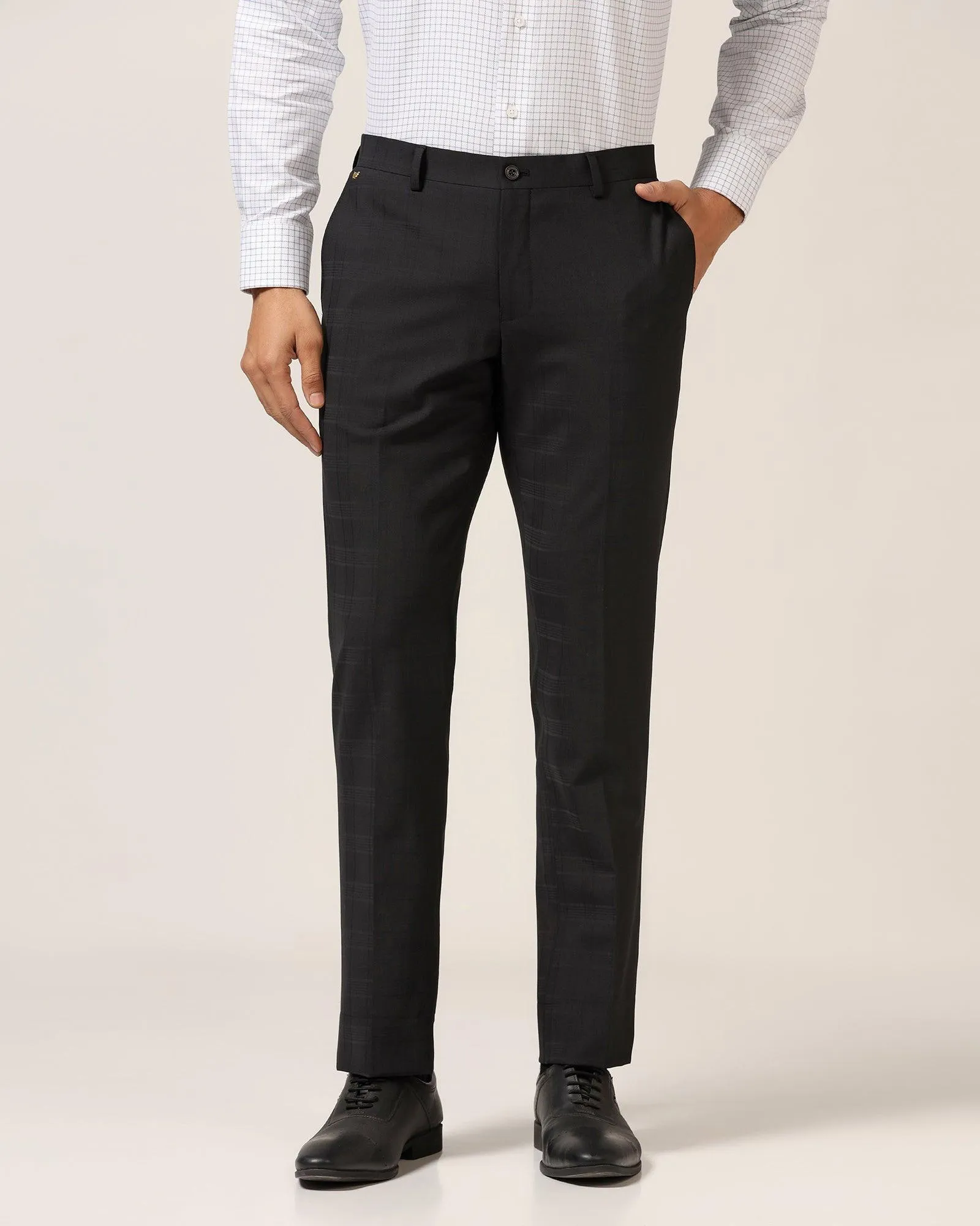 Luxe Slim Comfort B-95 Formal Black Check Trouser - Porcupine