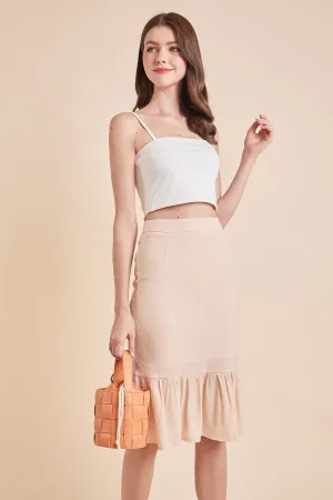 MADEBYNM DORIA MERMAID FLUTTER SKIRT IN IVORY CREAM