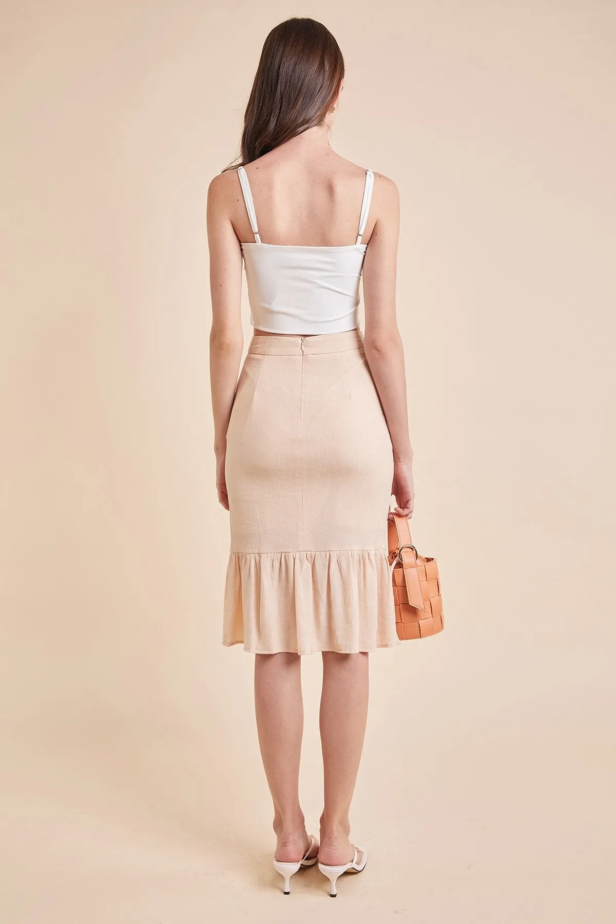 MADEBYNM DORIA MERMAID FLUTTER SKIRT IN IVORY CREAM