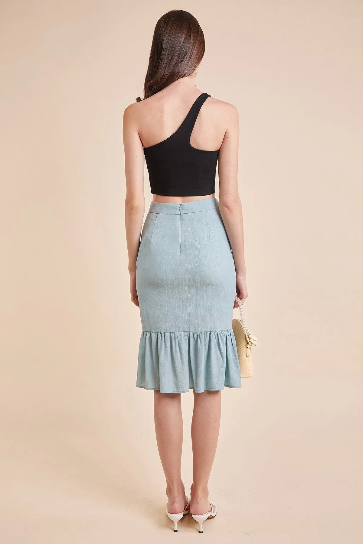 MADEBYNM DORIA MERMAID FLUTTER SKIRT IN SEAFOAM