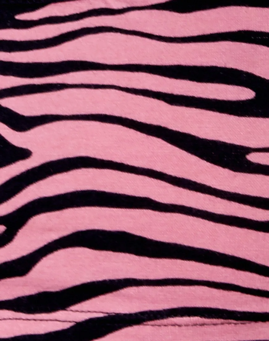 Micro Crop Top in Zip's Zebra Pink