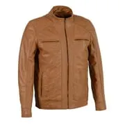 Milwaukee Leather Men's Saddle Color Lambskin Motorcycle Fashion Leather Jacket SFM1860