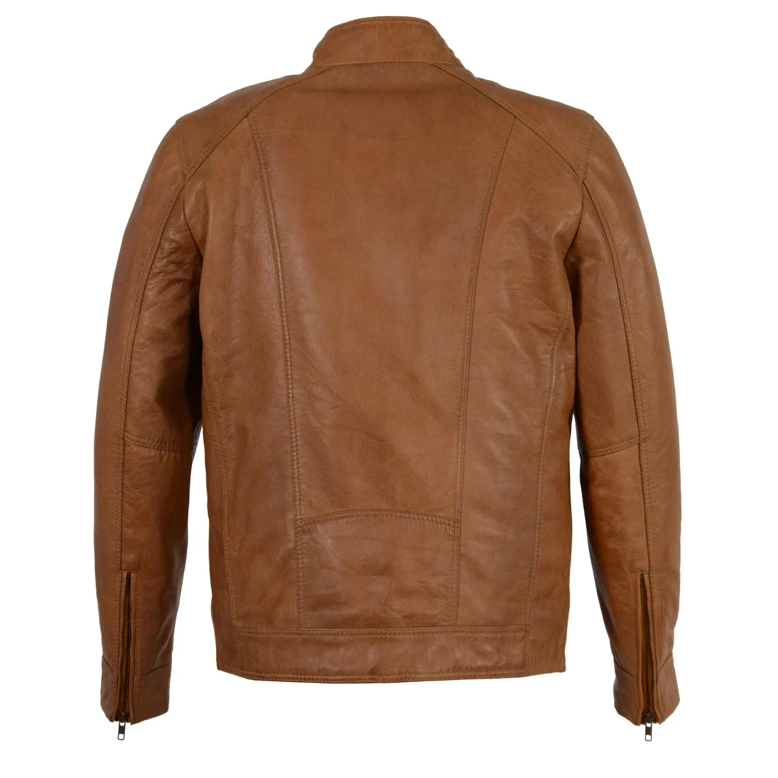 Milwaukee Leather Men's Saddle Color Lambskin Motorcycle Fashion Leather Jacket SFM1860