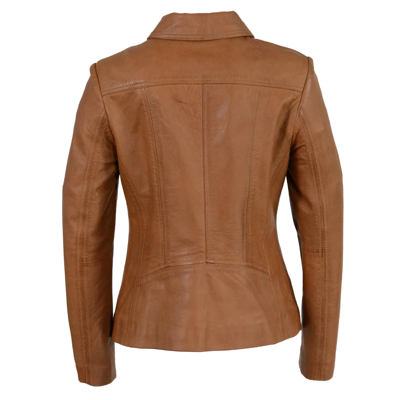 Milwaukee Leather SFL2850 Women's Classic Saddle Zippered Motorcycle Style Fashion Leather Jacket with Shirt Style Collar