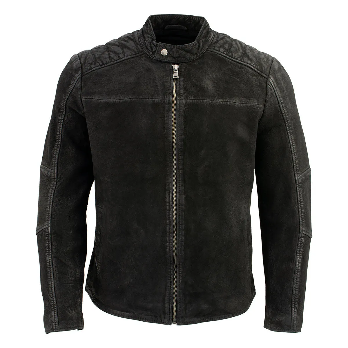 Milwaukee Leather Vintage SFM1801 Men's Black Nubuck Leather Zipper Front Motorcycle Style Fashion Jacket