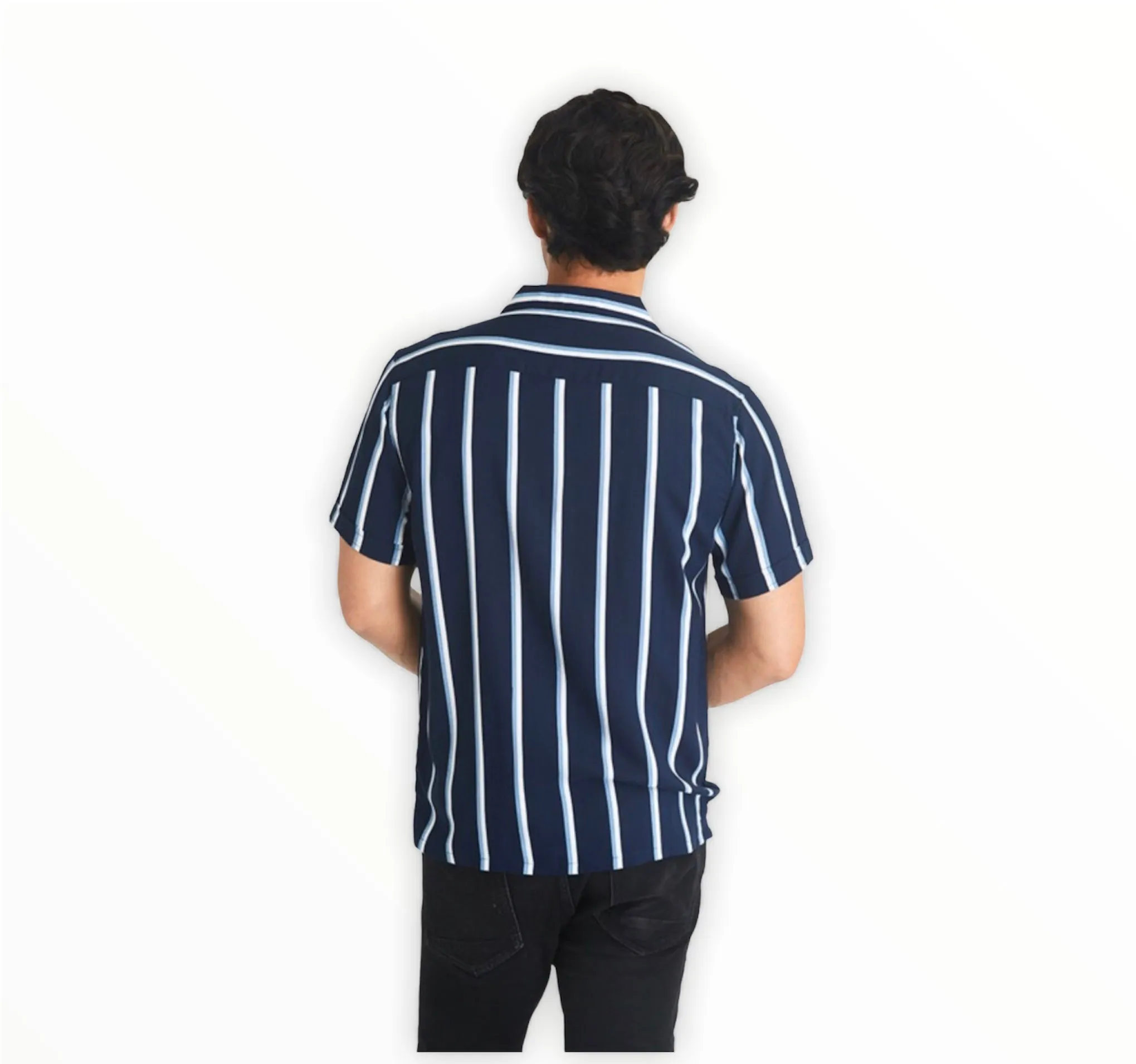 Navy Collar Stripe Shirt