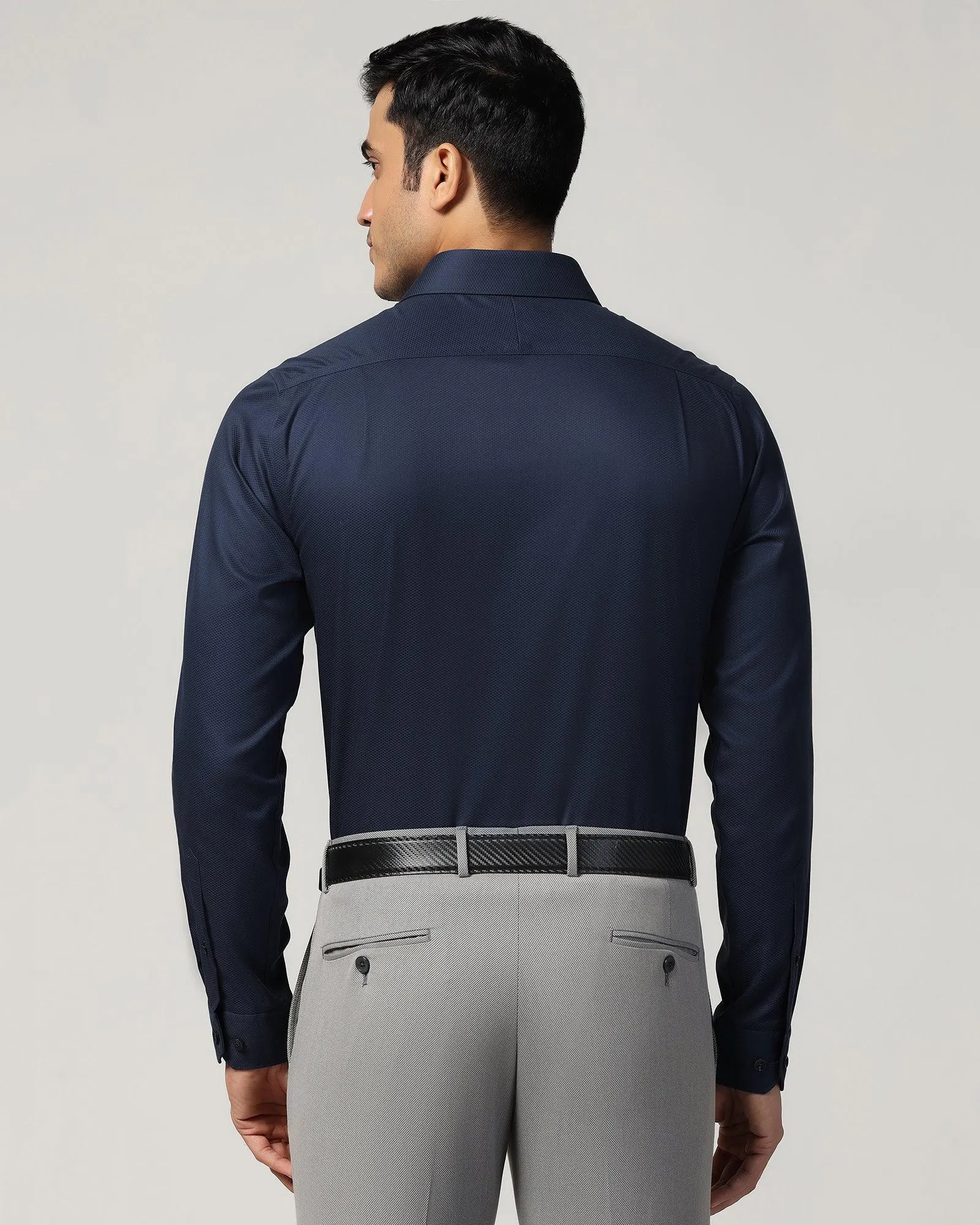 Non Iron Formal Navy Textured Shirt - P31