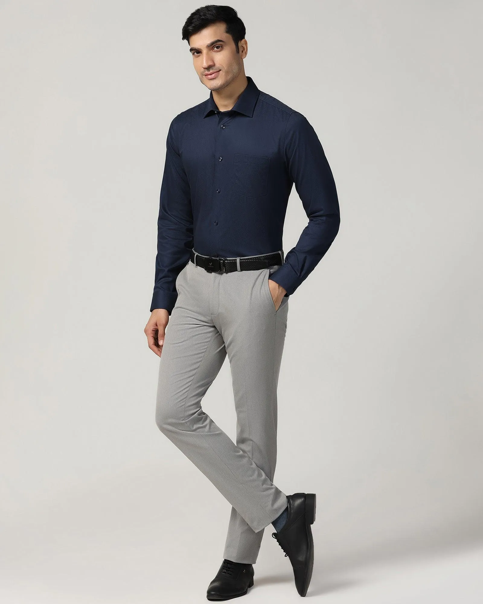 Non Iron Formal Navy Textured Shirt - P31