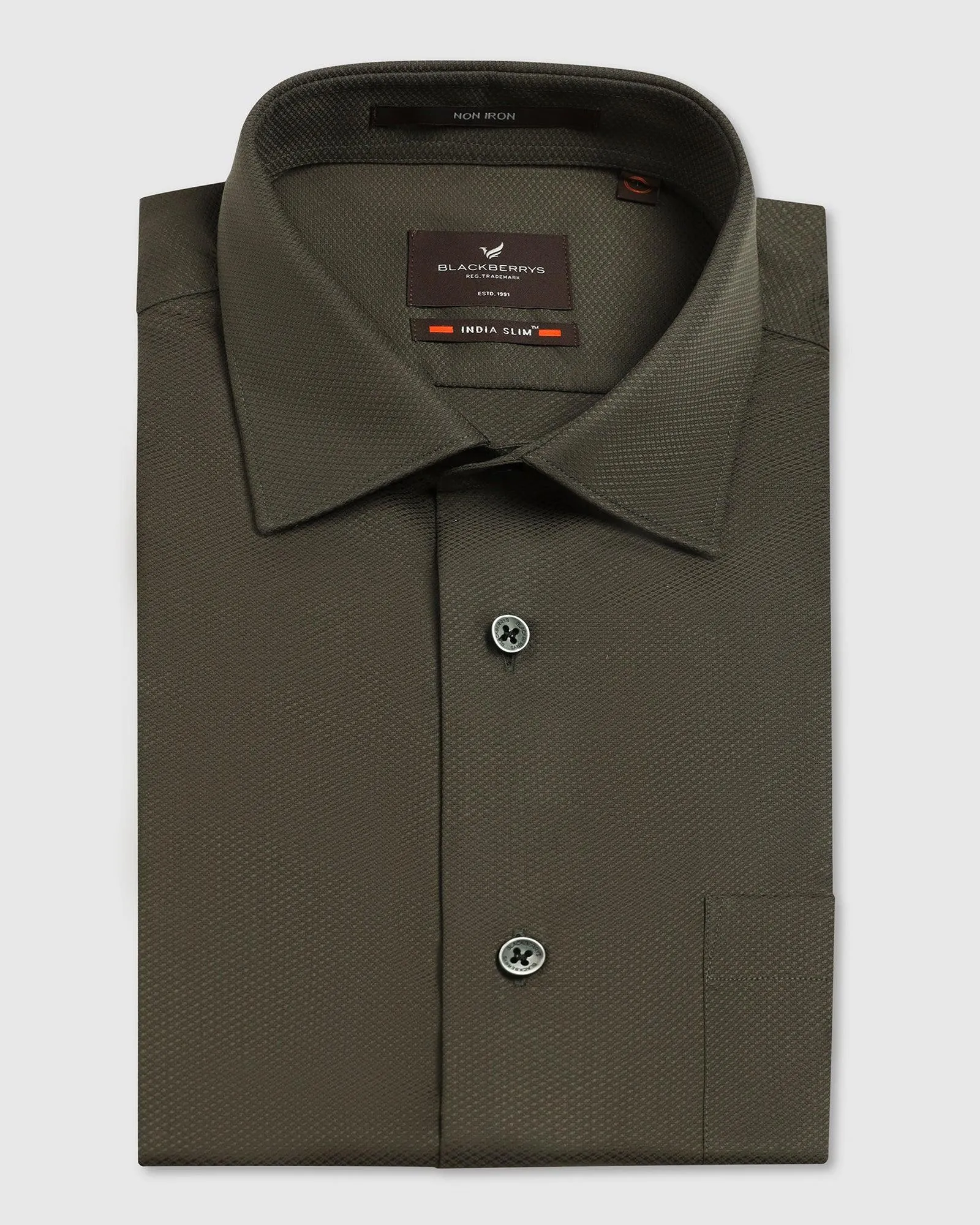 Non Iron Formal Olive Textured Shirt - P31