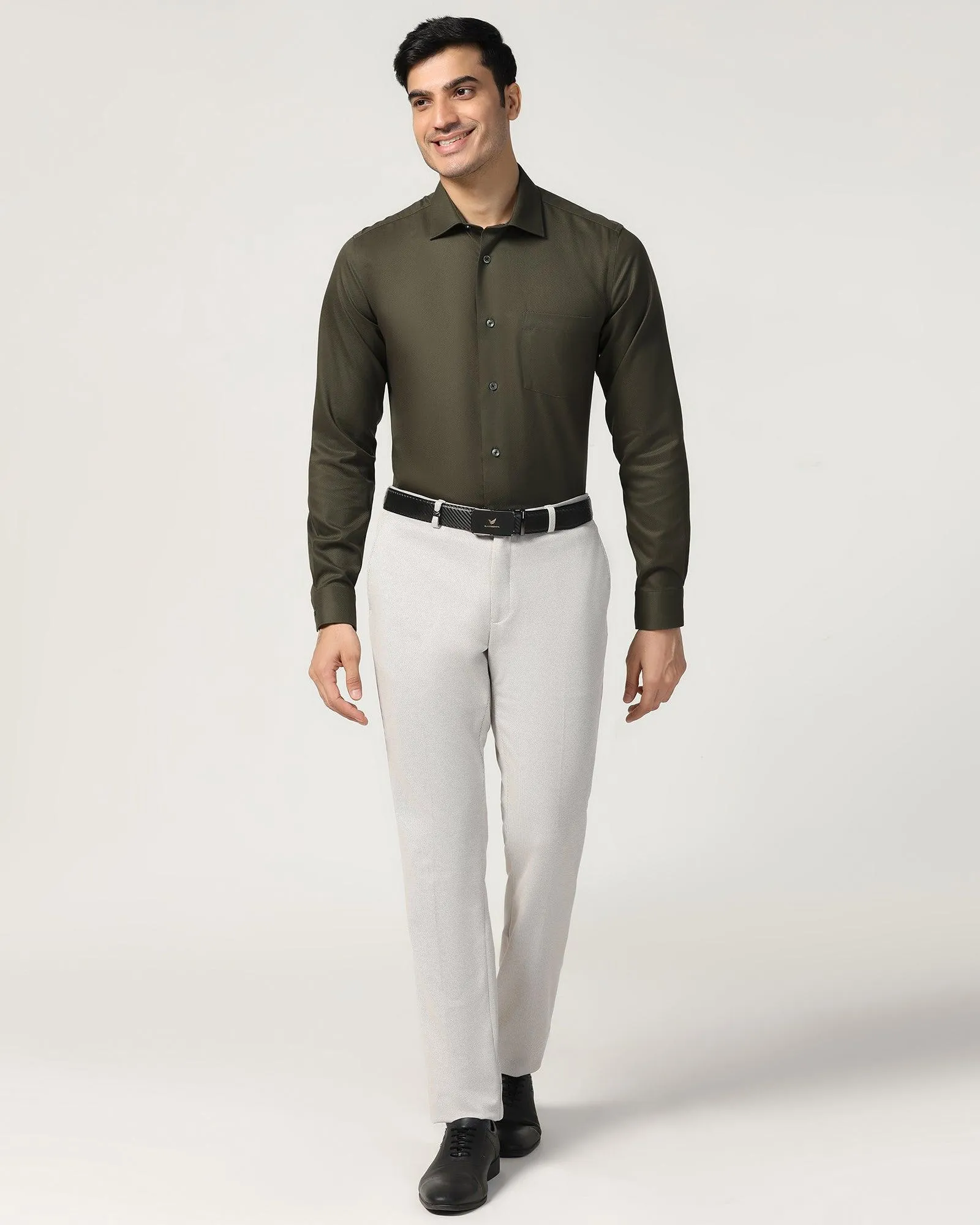 Non Iron Formal Olive Textured Shirt - P31