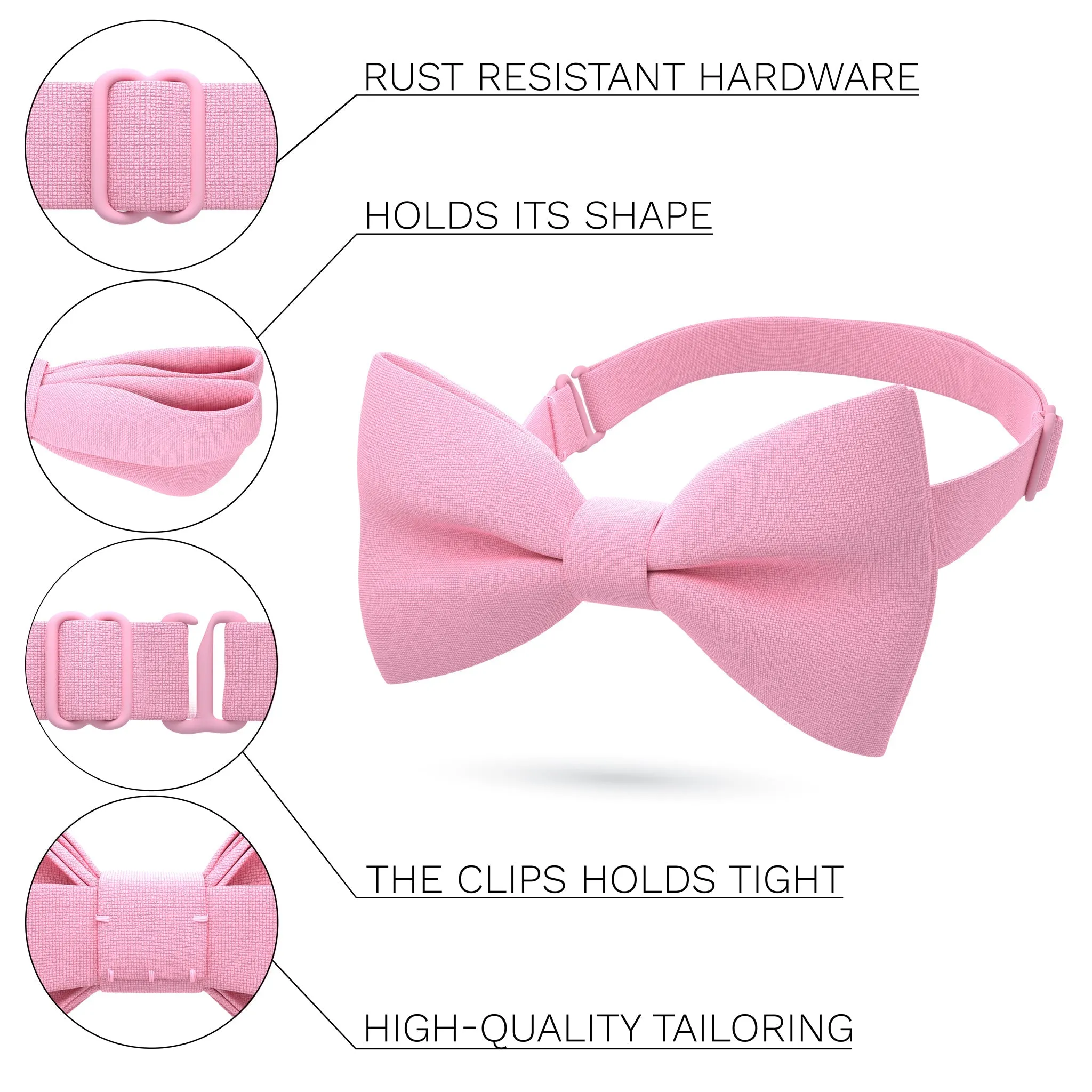 Pink Bow Tie with Handkerchief Set