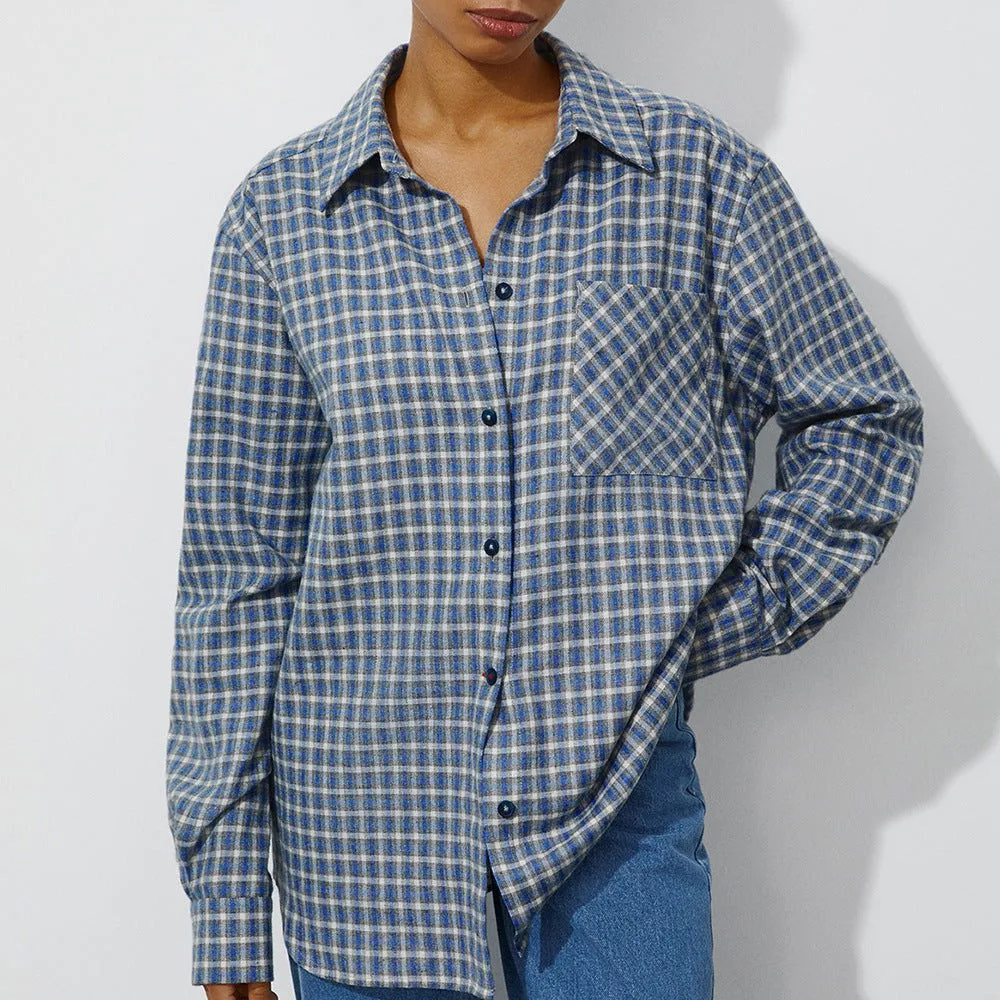 Plaid Shirt Spring Women Classic Oversize Loose All Match Plaid Unisex Shirt