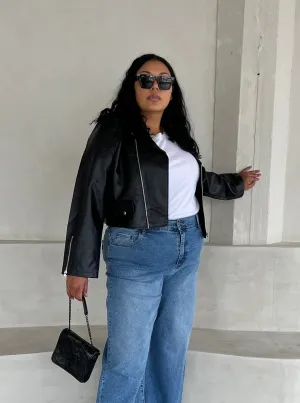 Plus Size Crop Leather Jacket