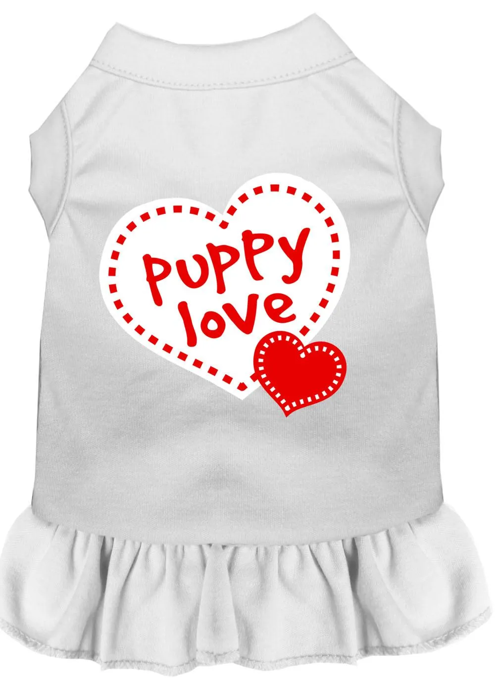 Puppy Love Screen Print Dress White Lg (14)