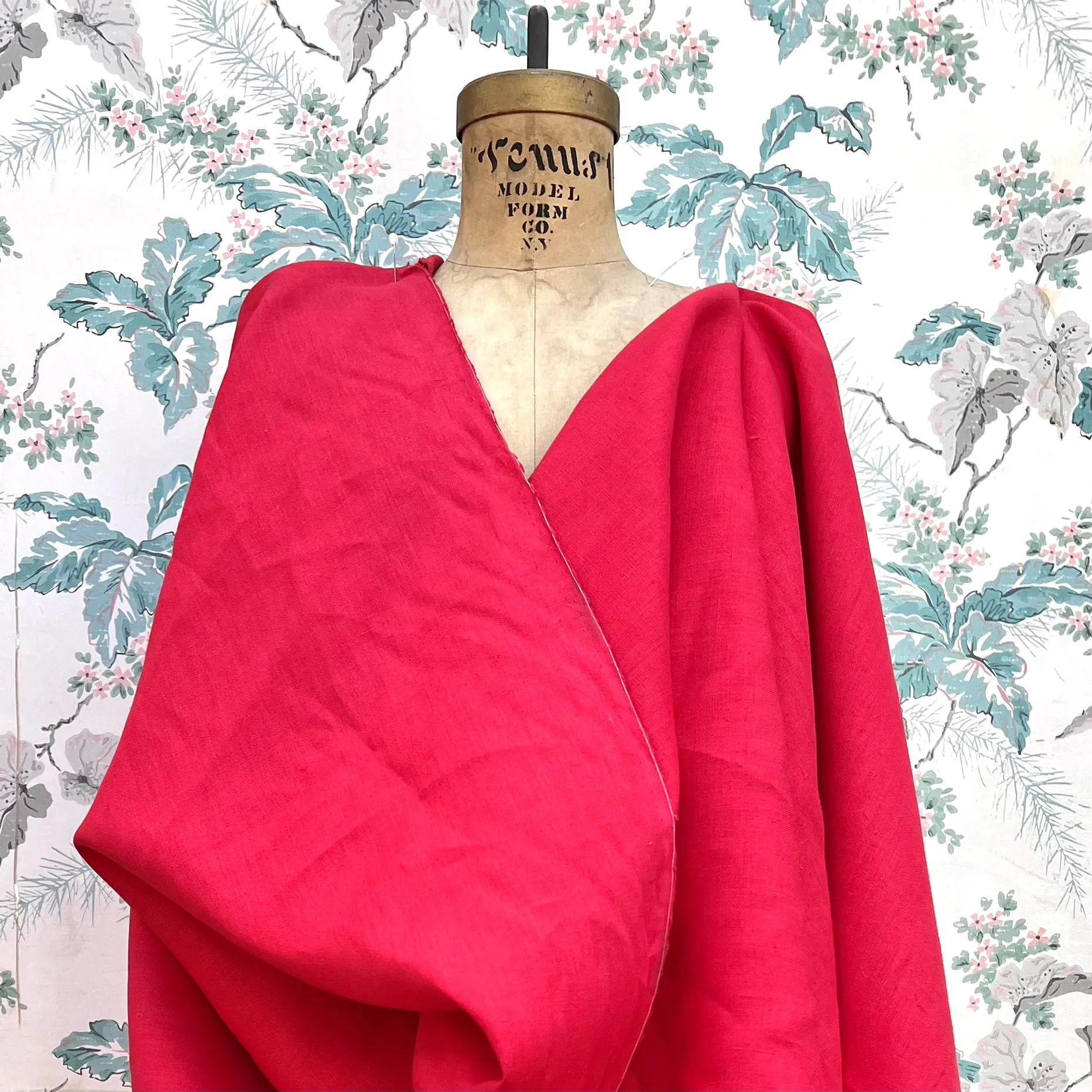 Red Linen Heavyweight Fabric - Half Yard