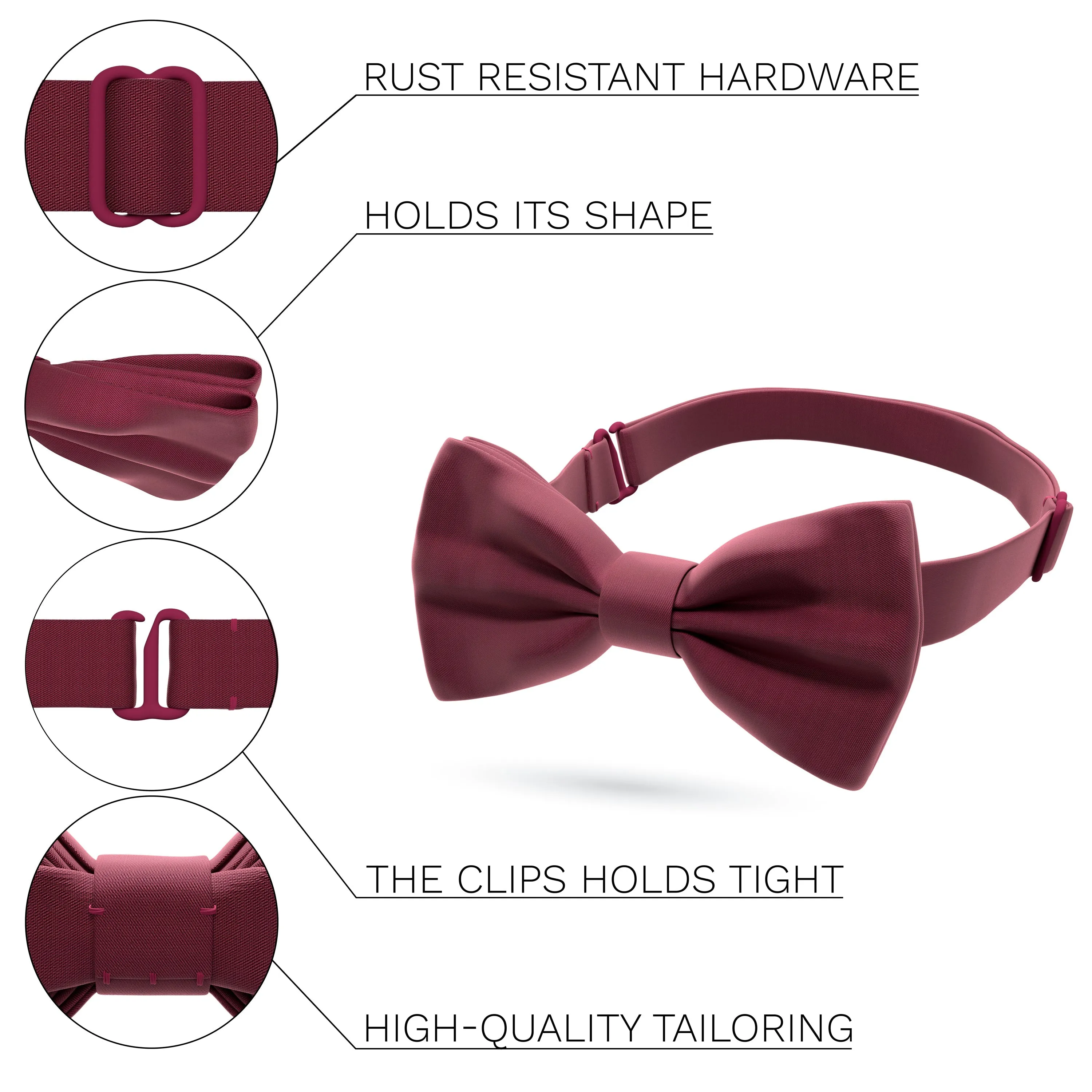 Satin Dark Red Bow Tie