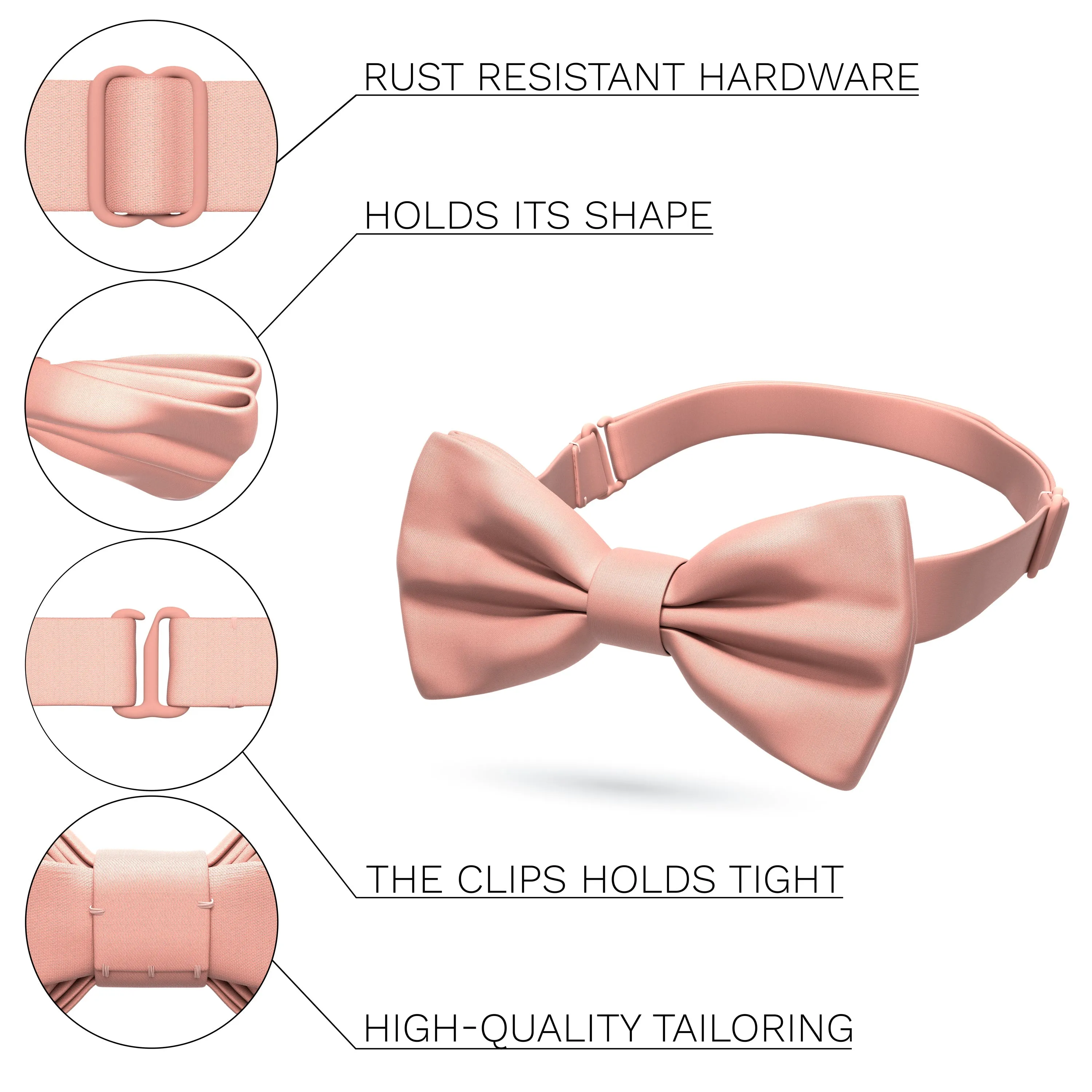 Satin Powder Peach Bow Tie