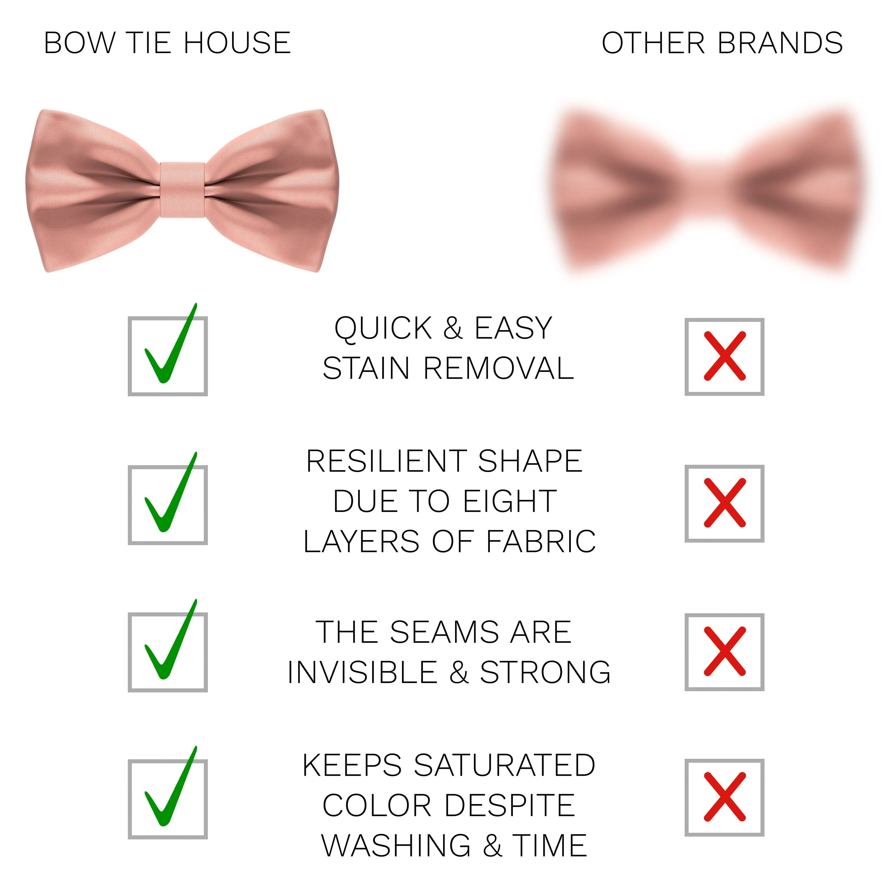 Satin Powder Peach Bow Tie