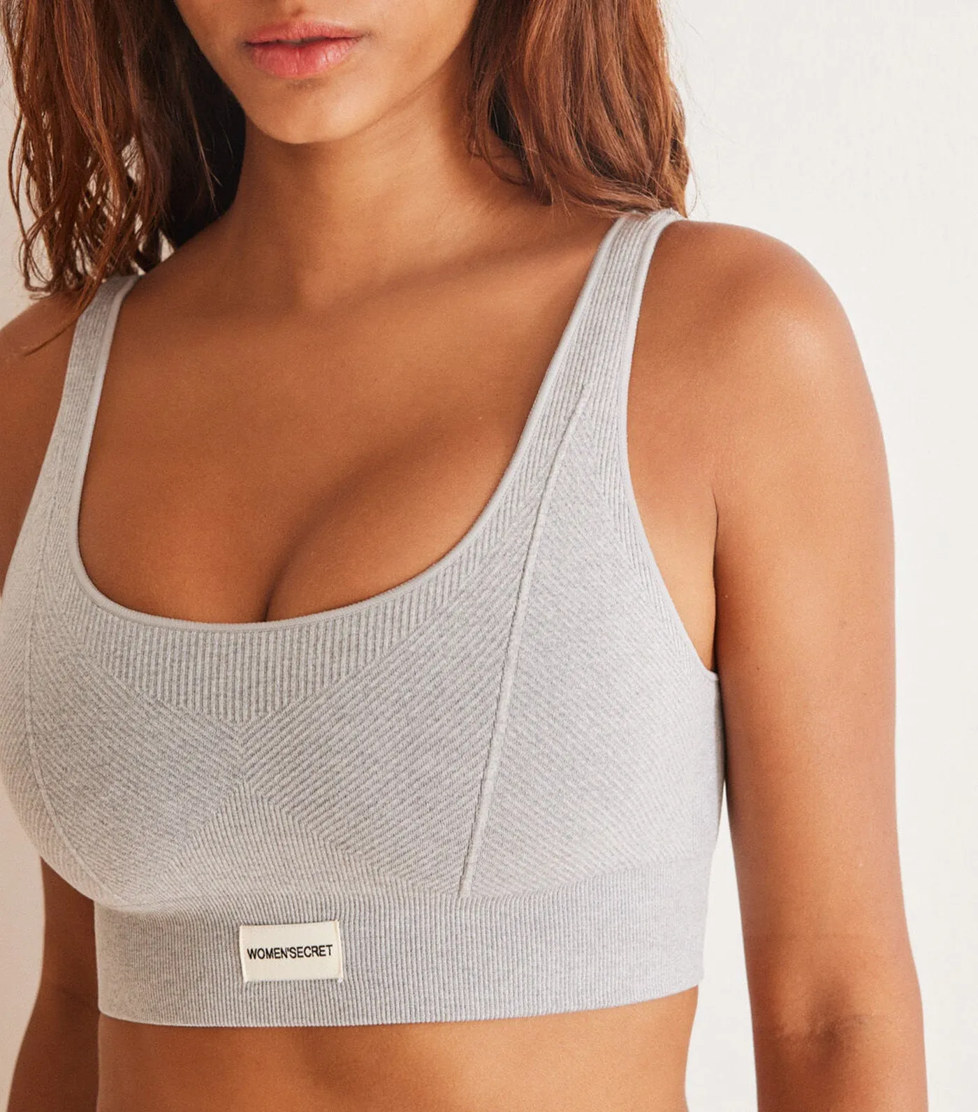 Seamless Gray Ribbed Crop Top