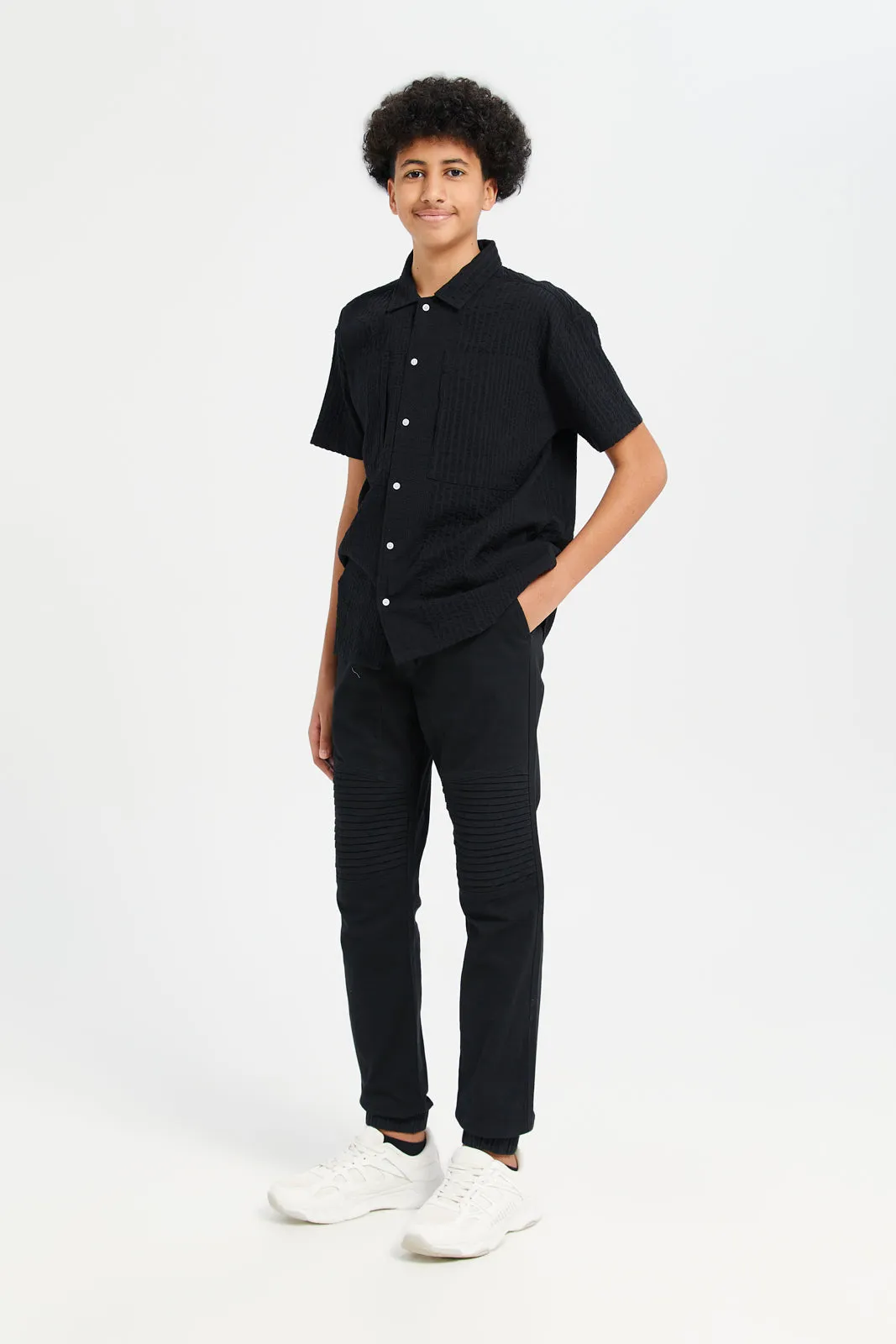 Senior Boys Black Embossed Shirt