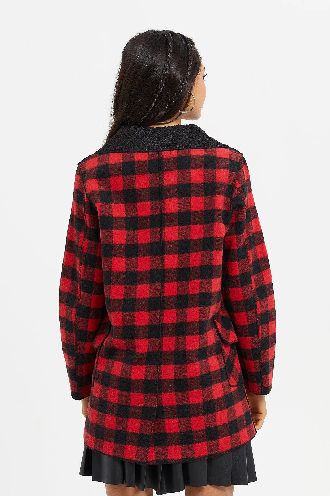 Senior Girls Red And Black Check Jacket