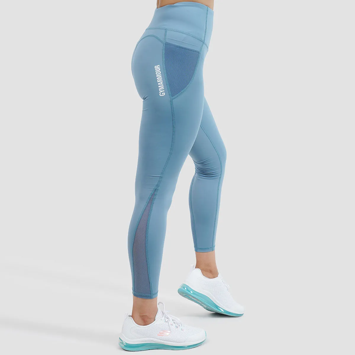 Side Mesh Fitness Leggings (Blue)