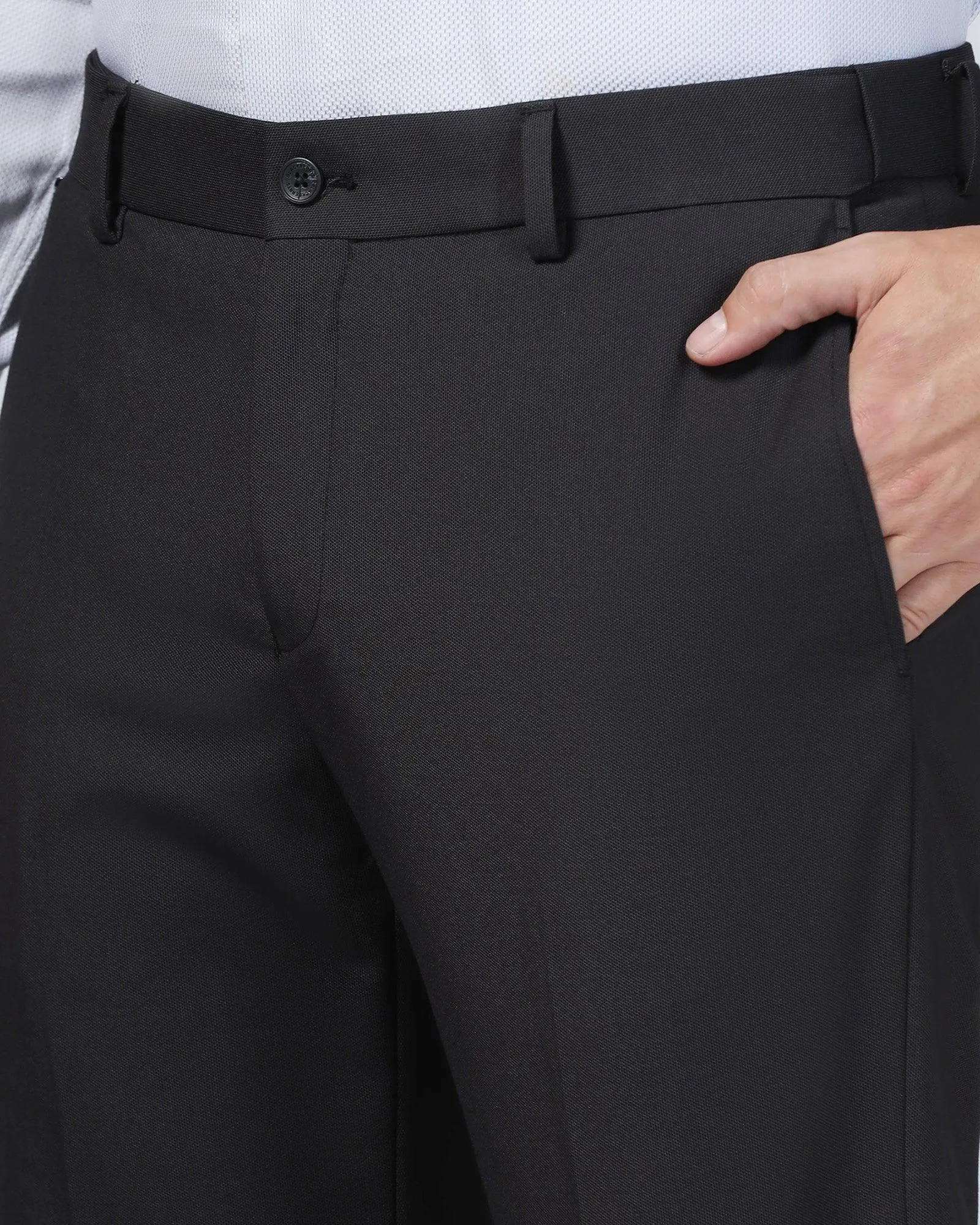 Slim Comfort B-95 Formal Black Textured Trouser - Mazda