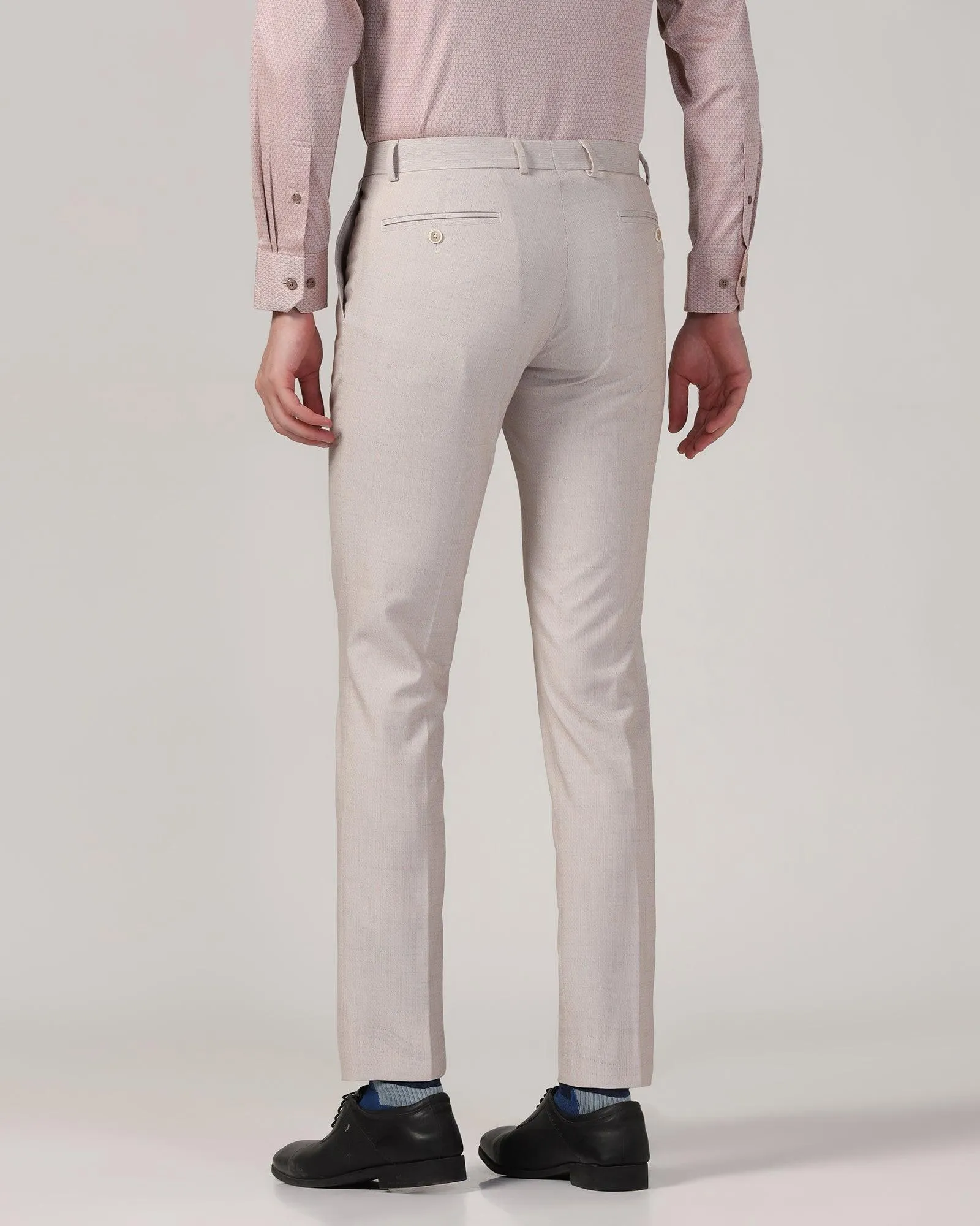 Slim Fit B-91 Formal Beige Textured Trouser - Harley