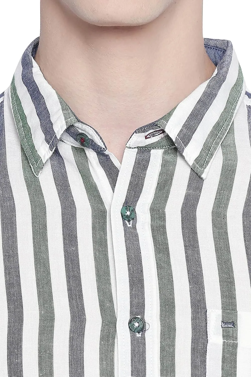 Slim Fit Cotton Linen Stripes Shirt