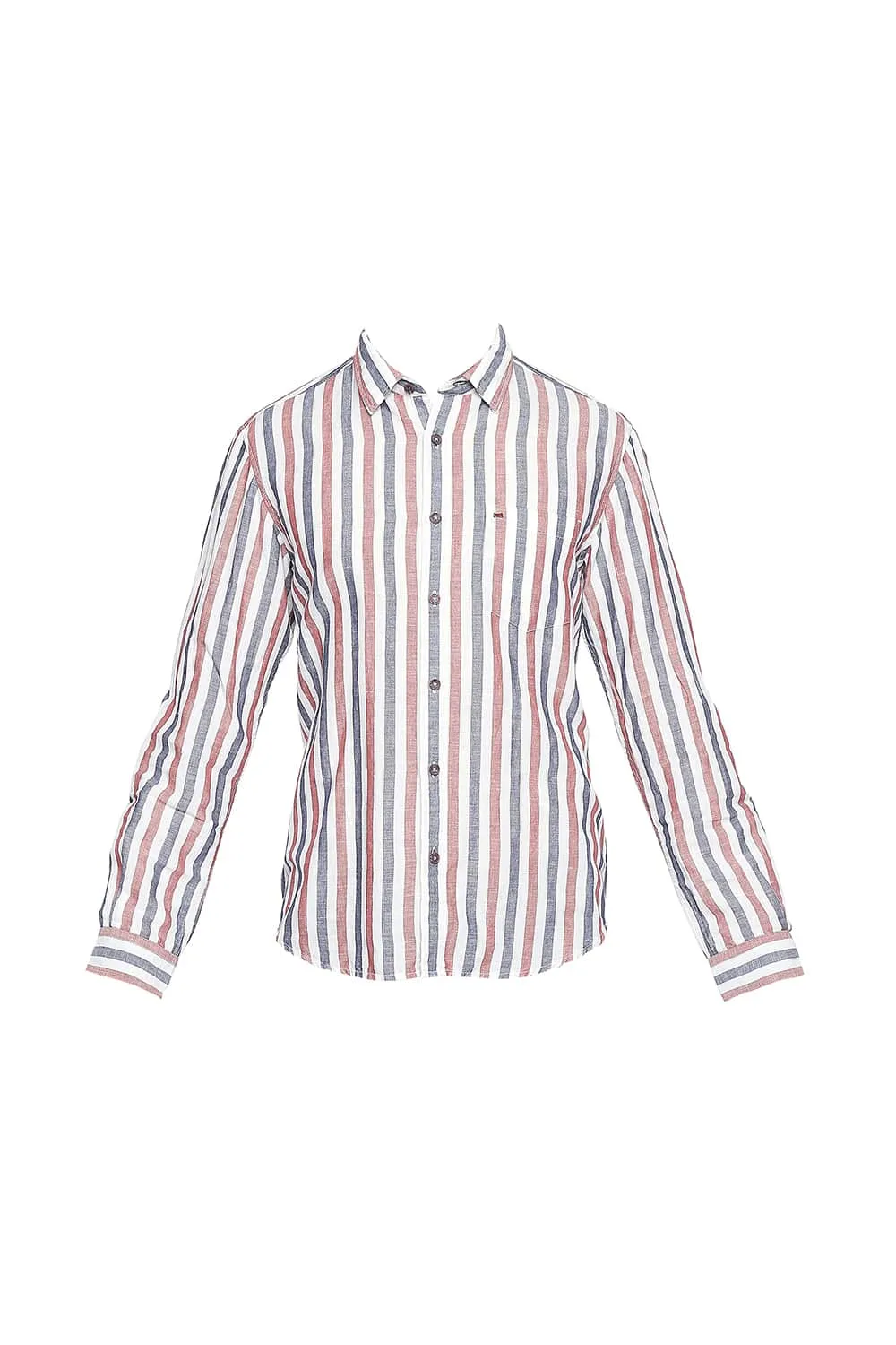 Slim Fit Cotton Linen Stripes Shirt