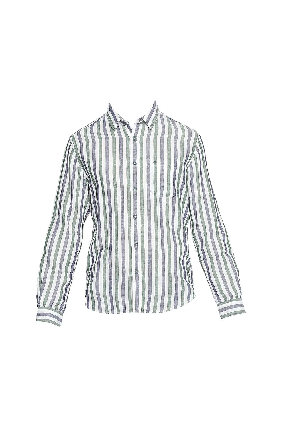 Slim Fit Cotton Linen Stripes Shirt