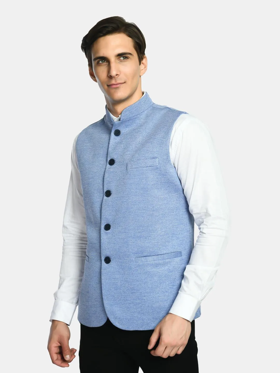 Solid Herringbone Festive Wear Nehru Jacket