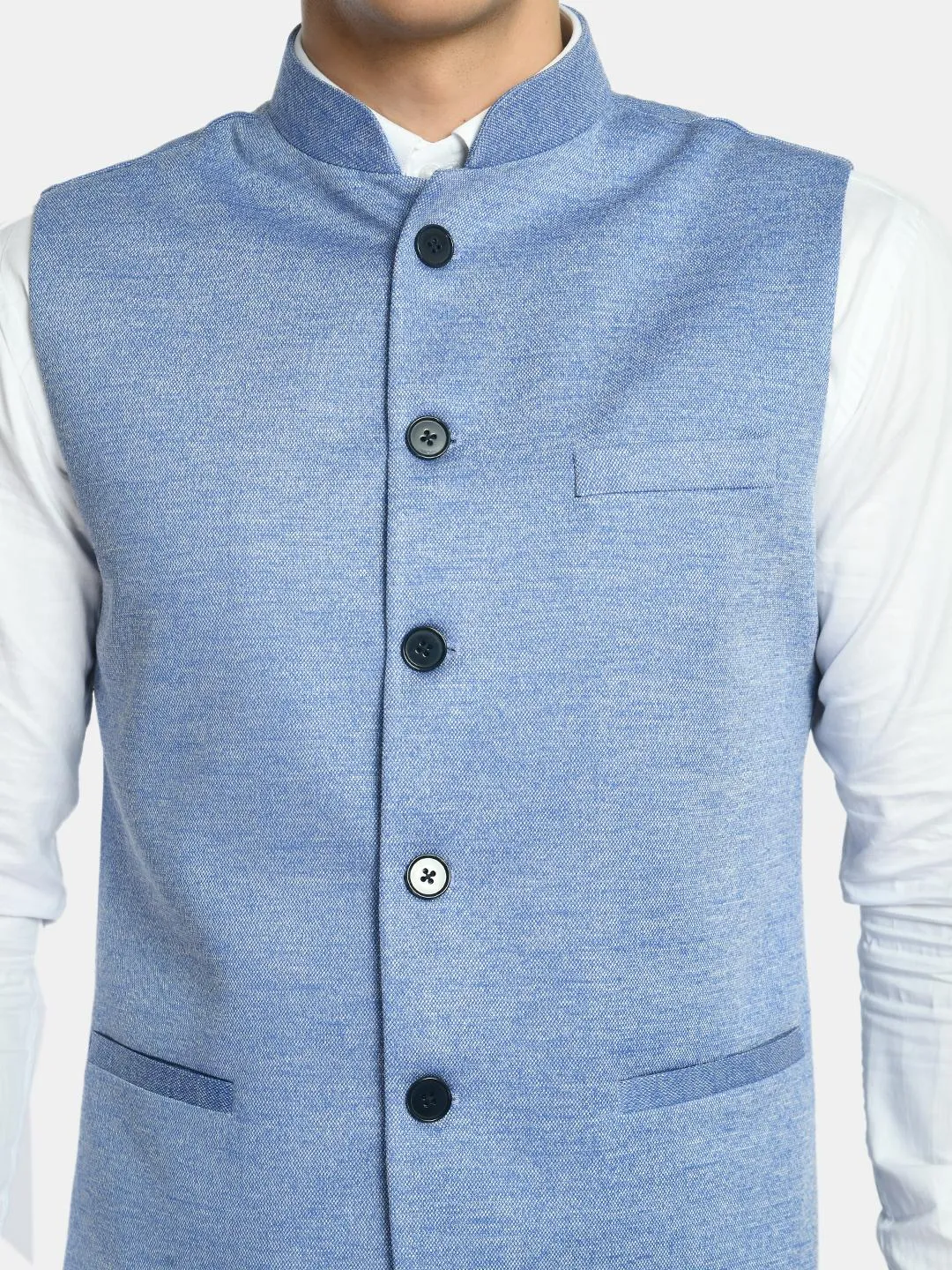 Solid Herringbone Festive Wear Nehru Jacket