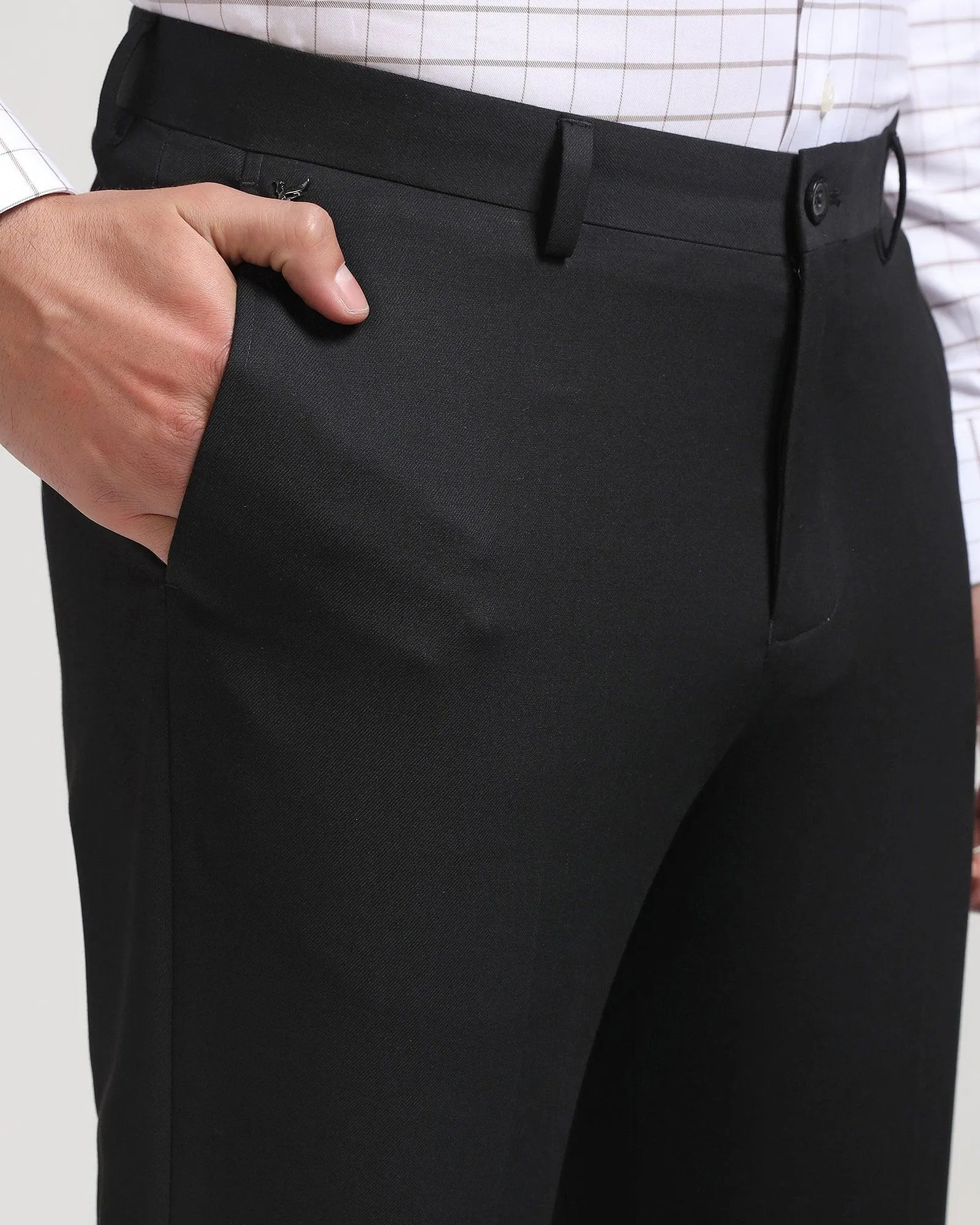 Straight B-90 Formal Black Solid Trouser - Himalayan