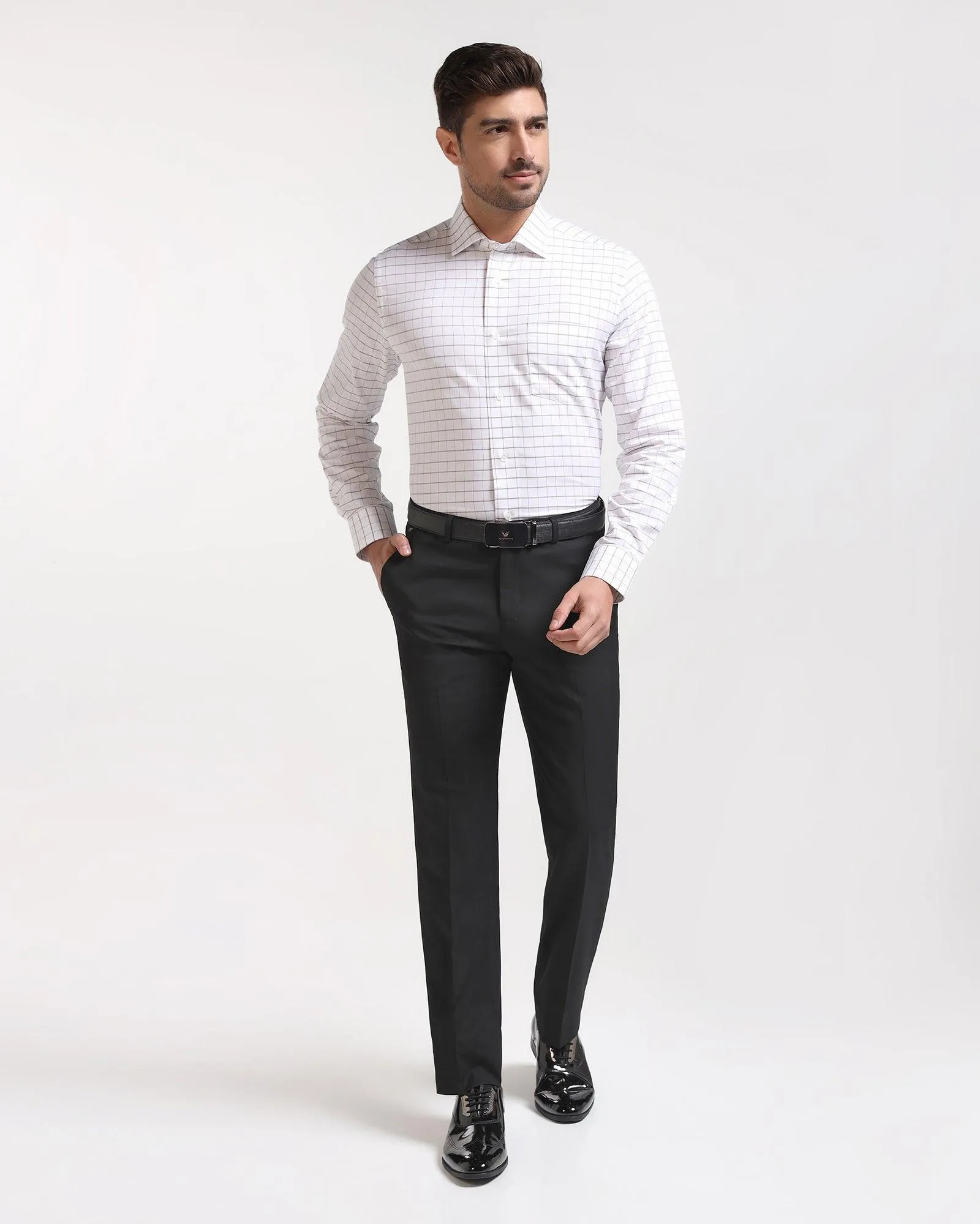 Straight B-90 Formal Black Solid Trouser - Himalayan