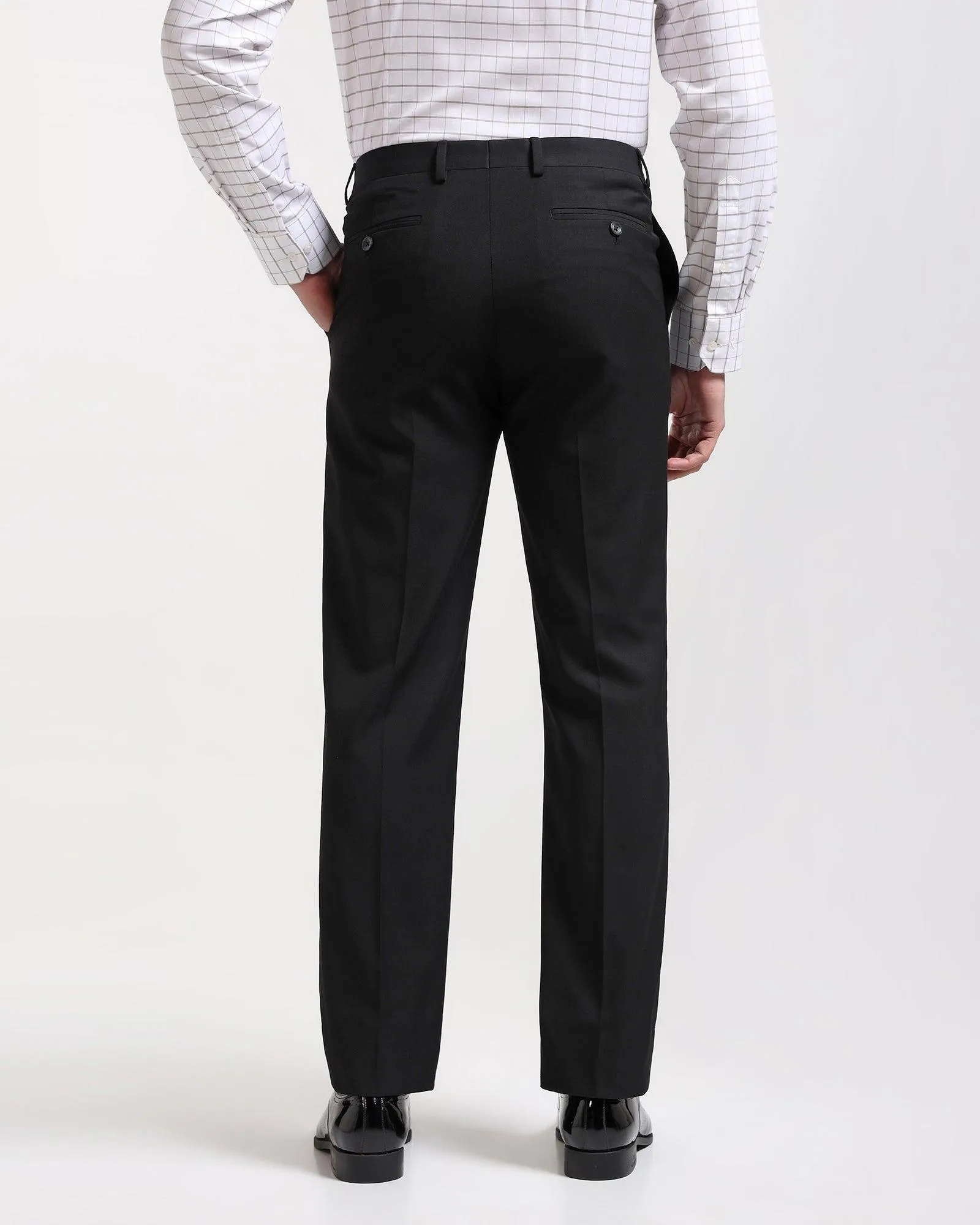 Straight B-90 Formal Black Solid Trouser - Himalayan