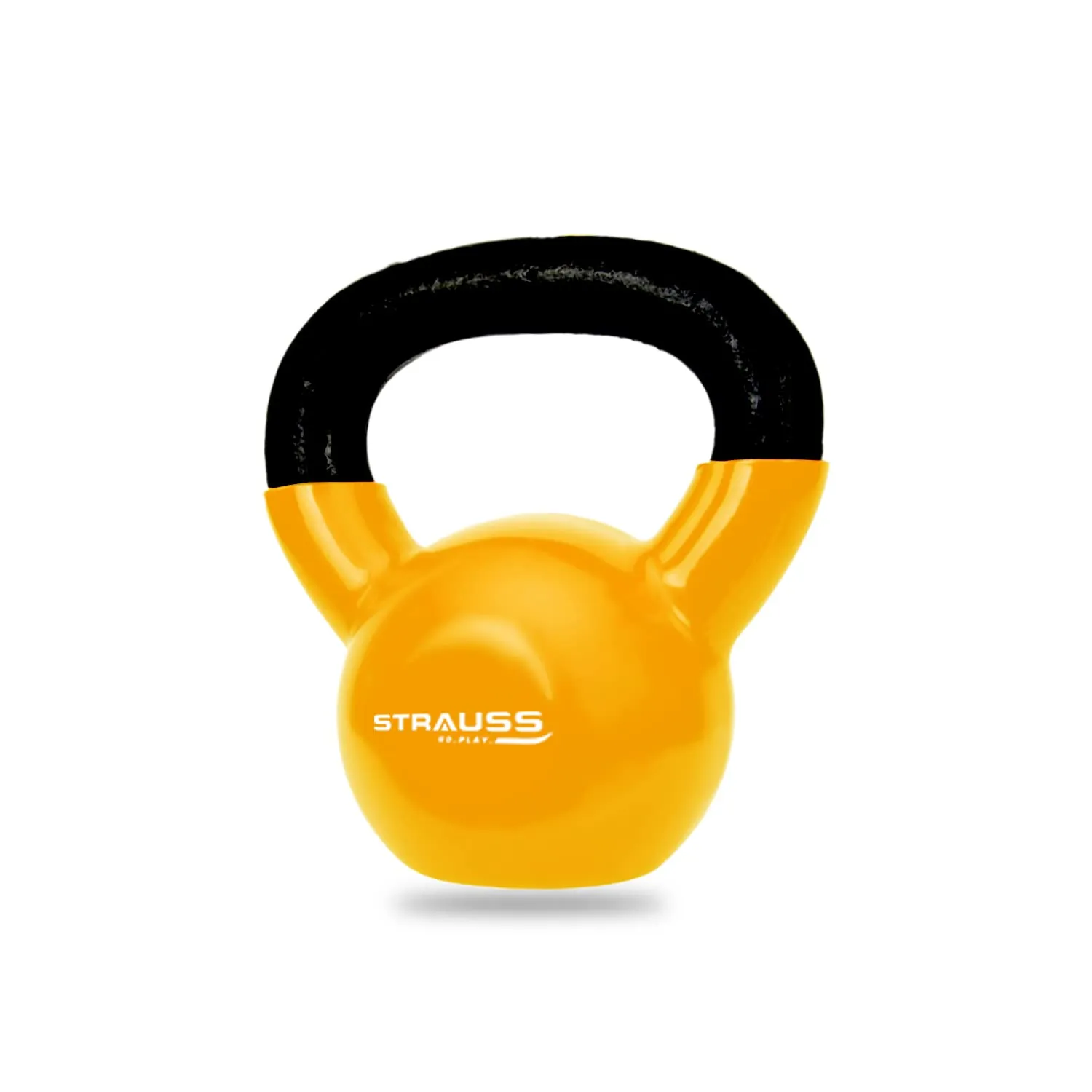 Strauss Premium Vinyl Kettlebell Weight for Men & Women | 12 Kg | Ideal for Home Workout, Yoga, Pilates, Gym Exercises | Non-Slip, Easy to Hold, Scratch Resistant (Yellow)