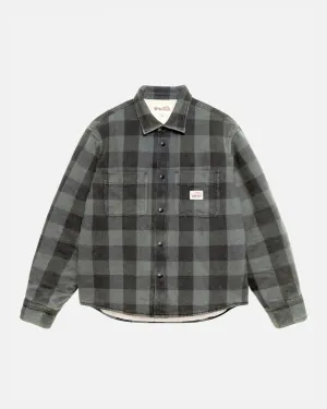 Stüssy Sherpa Lined Buffalo Plaid Shirt Grey