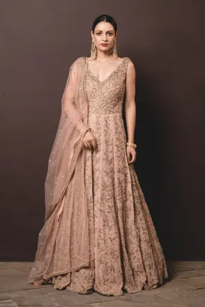 Tea Rose Shimmer Georgette Gown