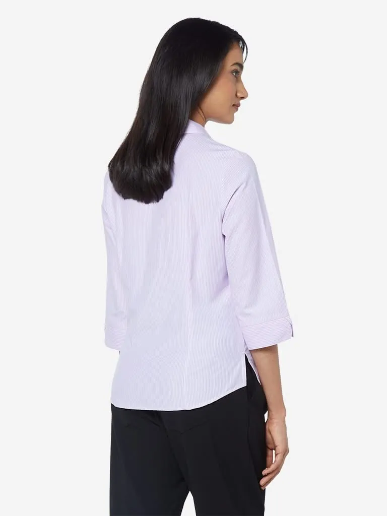 Wardrobe Lilac Striped Formal Shirt