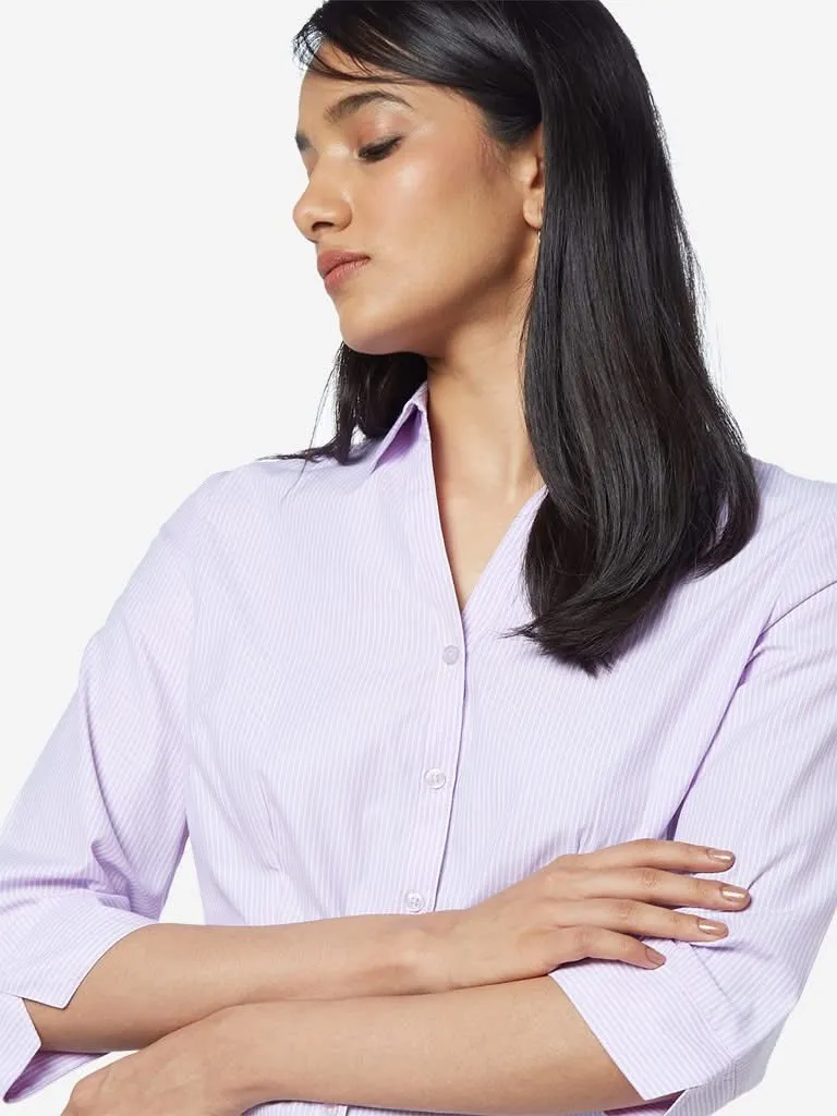 Wardrobe Lilac Striped Formal Shirt