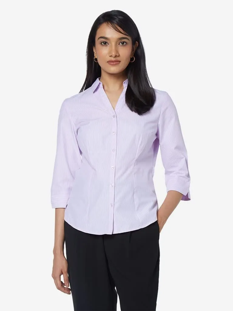 Wardrobe Lilac Striped Formal Shirt