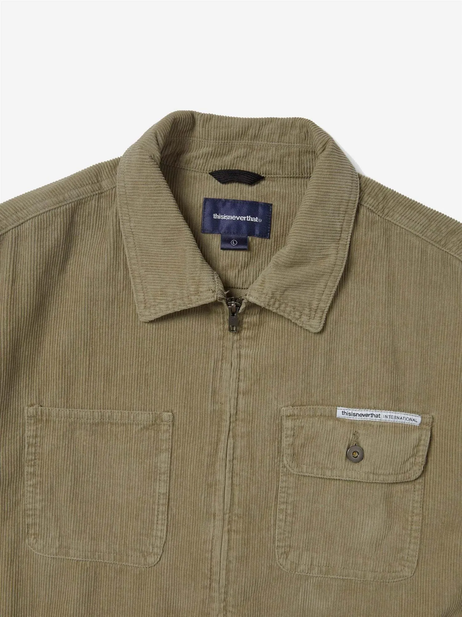 Washed Corduroy Zip Jacket - Khaki