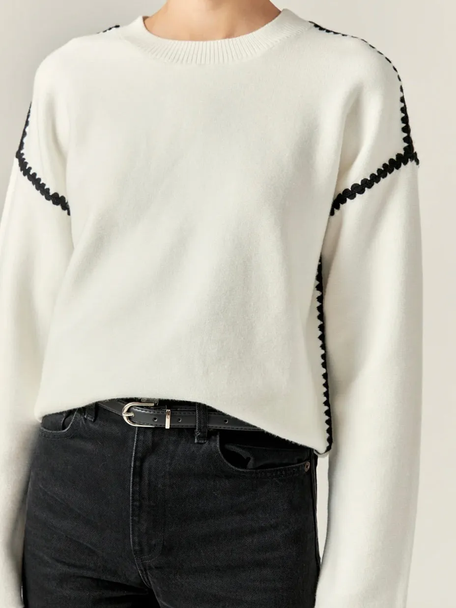 Whipstitch Long Sleeve Sweater