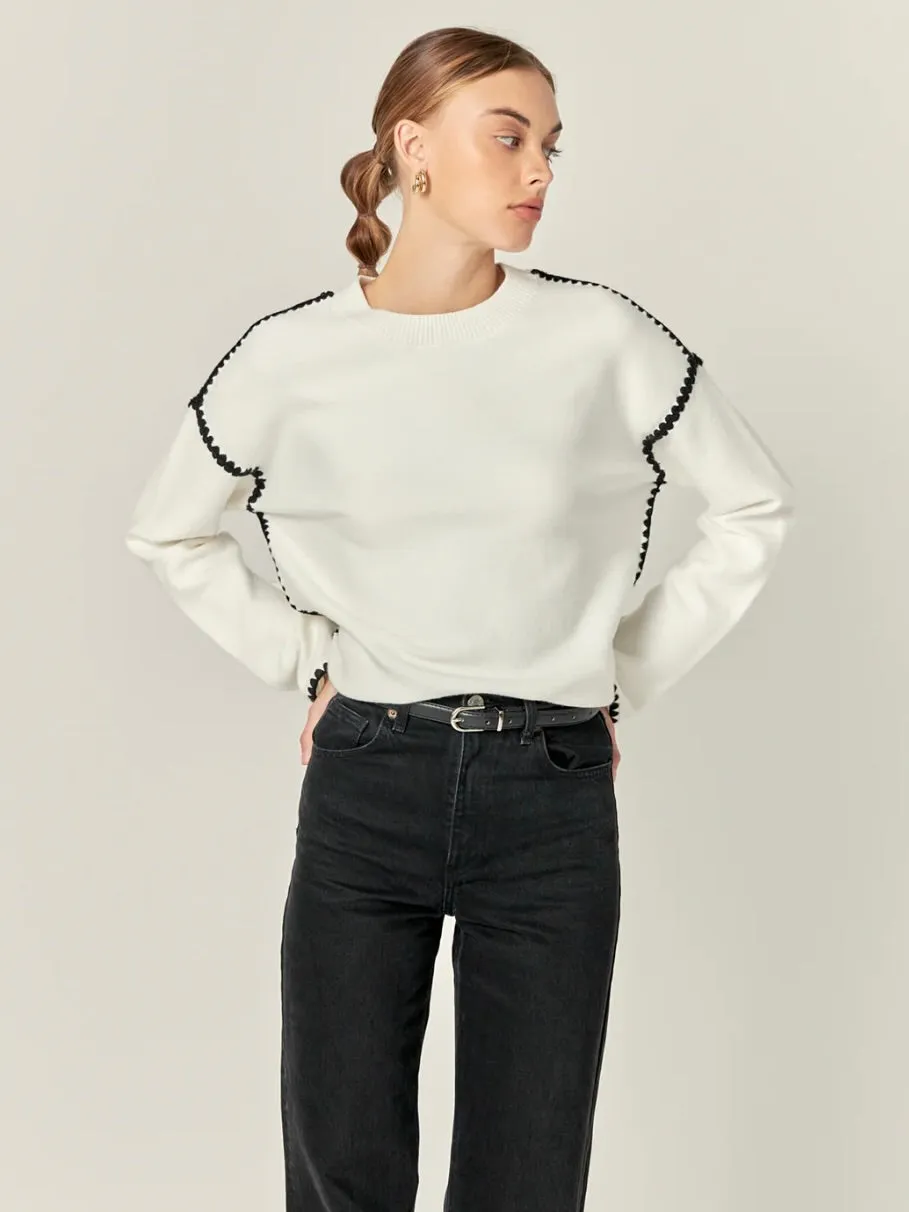 Whipstitch Long Sleeve Sweater