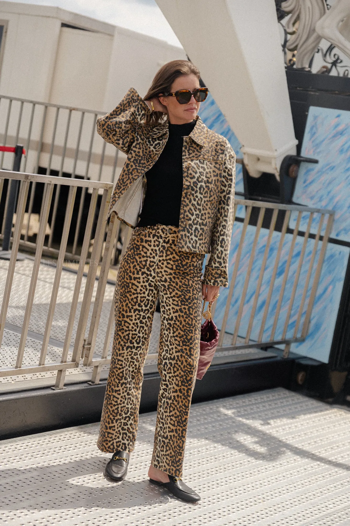 YASLeonora LS denim jacket leopard