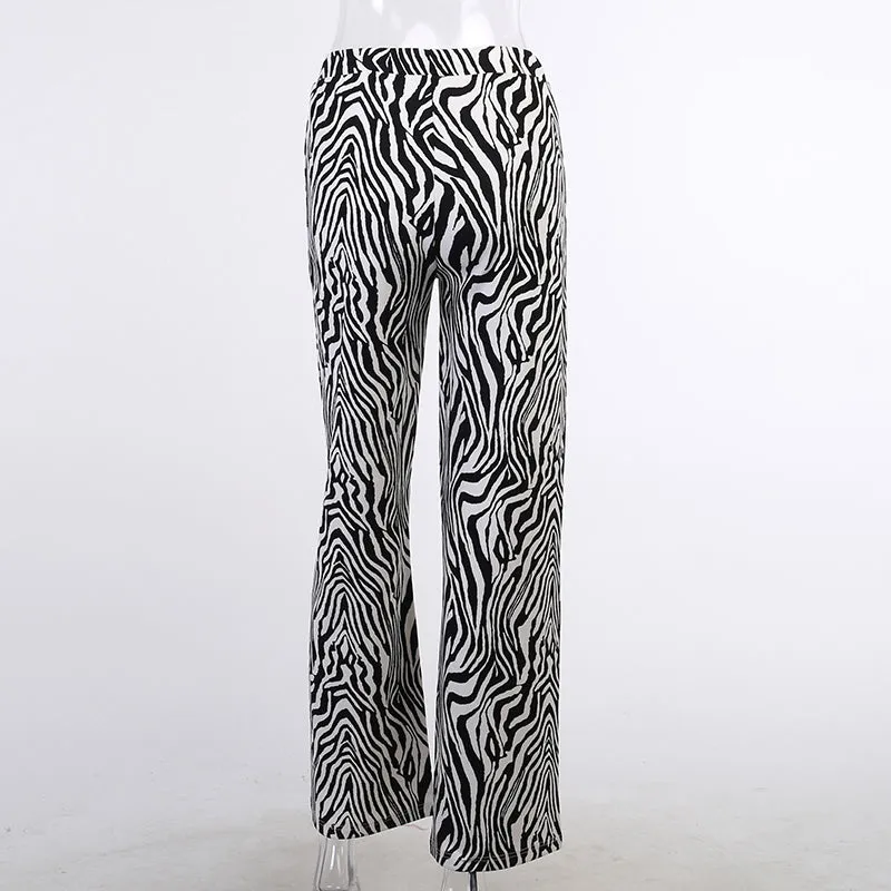 Zebra Stripe Flare Leg Pants