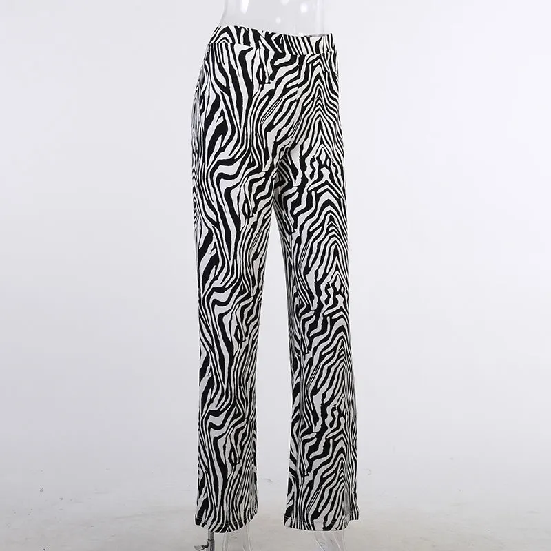 Zebra Stripe Flare Leg Pants